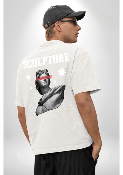 Michelagelo Modern Apollo Heykel Sokak Style Sırt Baskılı Pamuklu Penye Kadın Erkek Beyaz Tişört indirimleri