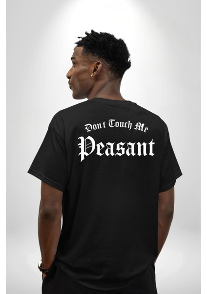 Dokunma Bana Cep Sırt Baskılı Pamuklu Penye Kadın Erkek Siyah Tişört fiyatları