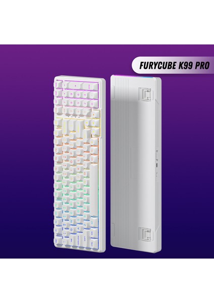 K99 Pro Hotswap Rgb Windows/macos Uyumlu Kablolu, Kablosuz, Bluetooth %95 Mekanik Oyuncu Klavye Beyaz fiyatları