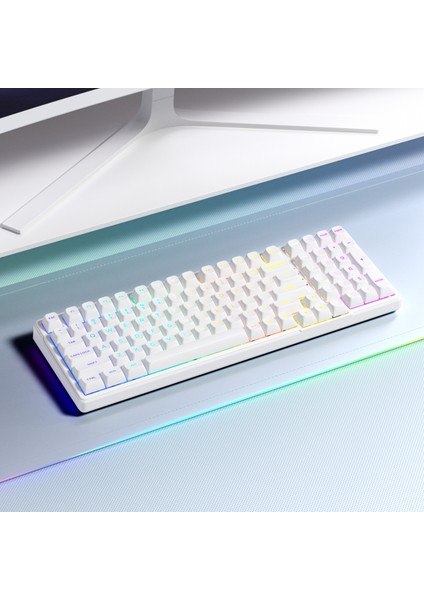 K99 Pro Hotswap Rgb Windows/macos Uyumlu Kablolu, Kablosuz, Bluetooth %95 Mekanik Oyuncu Klavye Beyaz indirimleri