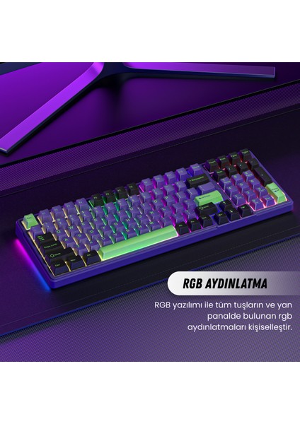 K99 Pro Hotswap Rgb Windows/macos Uyumlu Kablolu, Kablosuz, Bluetooth %95 Mekanik Oyuncu Klavye Beyaz