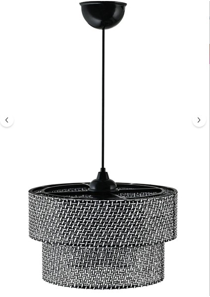 Duruaydınlatma Rattan Hazeran Siyah 2 Katlı Deko Pasta Yemek Odası Yatak Odası Oturma Odası Salon Avize Sarkıt