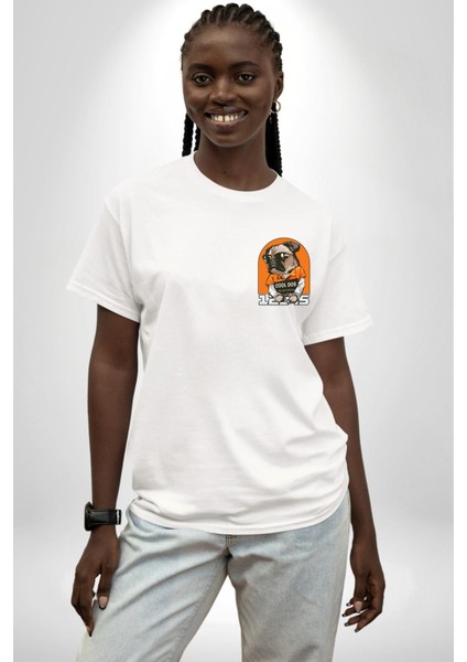 Cool Köpek Hapishane Güneş Gözlük Cep Sırt Baskılı Pamuklu Penye Kadın Erkek Beyaz Tişört modelleri