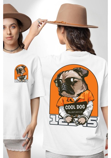 Cool Köpek Hapishane Güneş Gözlük Cep Sırt Baskılı Pamuklu Penye Kadın Erkek Beyaz Tişört fırsatları