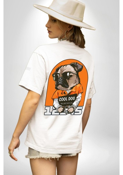 Cool Köpek Hapishane Güneş Gözlük Cep Sırt Baskılı Pamuklu Penye Kadın Erkek Beyaz Tişört indirimleri