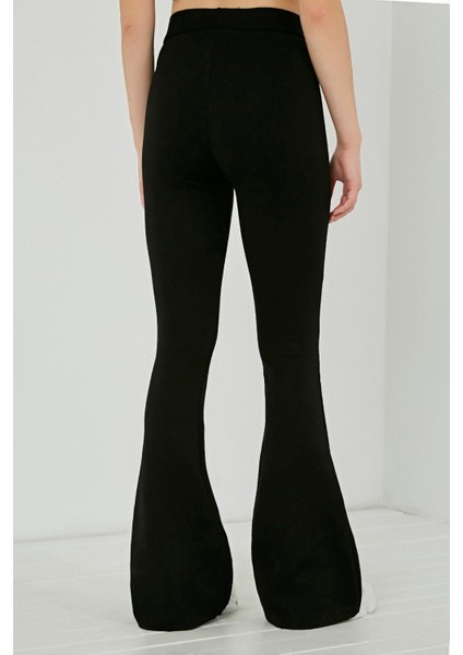 Kadın Siyah Yüksek Bel Ispanyol Paça Tayt indirimleri