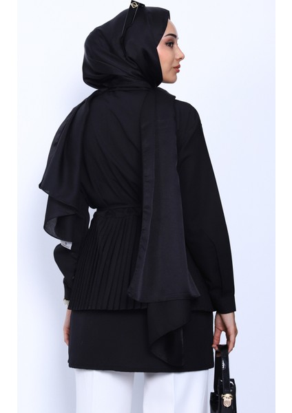 Siyah Yan Bağlamalı Poplin Tunik fırsatları