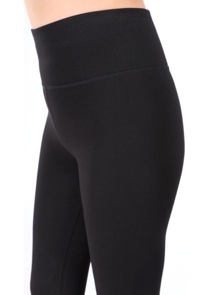 Kadın Siyah Yüksek Bel Toparlayıcı Örme Tayt