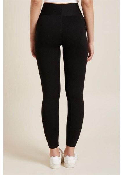 Kadın Siyah Yüksek Bel Çelik Örme Tayt [3848] fırsatları