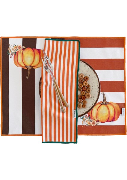 Sonbahar, Kabaklı, Autumn, Desenli, Renkli, Kenar Biyeli Amerikan Servis 35X45 cm (1 Adet) fiyatları