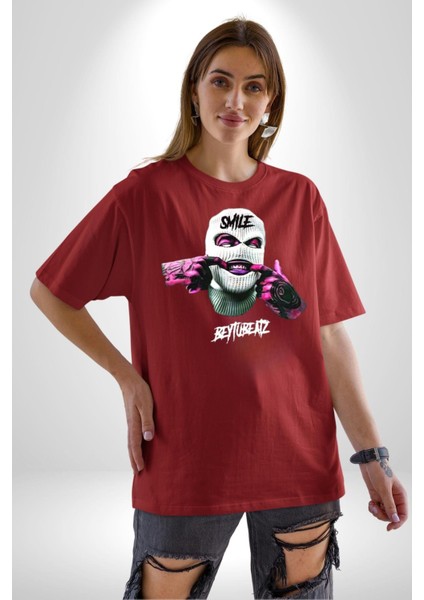 Bonanza Gülen Surat Gangster Grafik Baskılı Pamuklu Penye Kadın Erkek Kırmızı Tişört fiyatları
