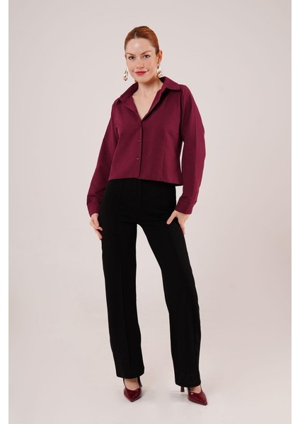 Ön Dikiş Detaylı Bordo Gömlek fiyatları