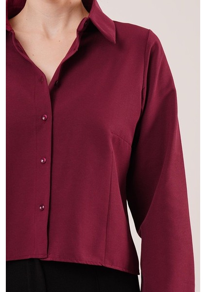 Ön Dikiş Detaylı Bordo Gömlek modelleri