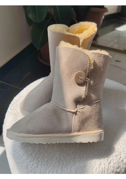 Kiddy Düğmeli Kürklü Çocuk Kışlık Bot