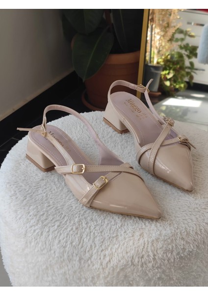 Lumina Sivri Burun Arkası Açık Kemer Detaylı Iki Bantlı Kadın Kısa Topuklu Ayakkabı indirimleri