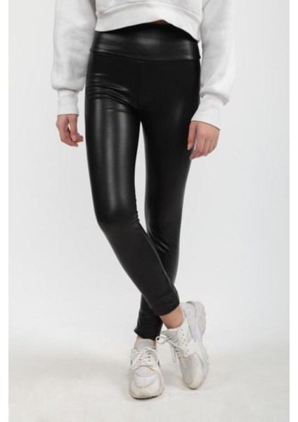 Kadın Yüksek Bel Içi Şardonlu Deri Tayt fiyatları