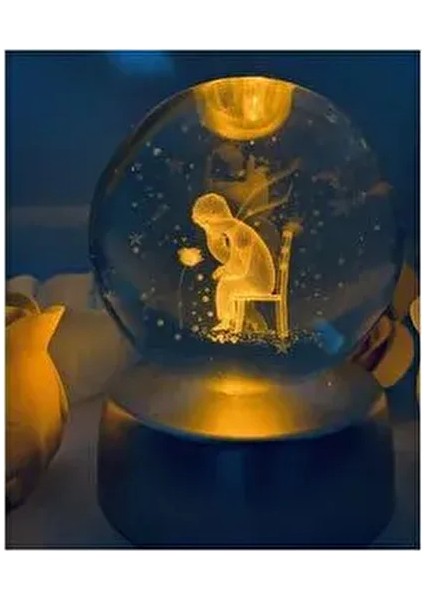 Küçük Prens 3D Renkli Işıklı Cam Küre