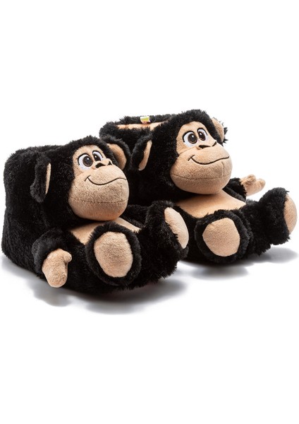 Maymun Çocuk Hayvanlı Panduf Siyah 30/35