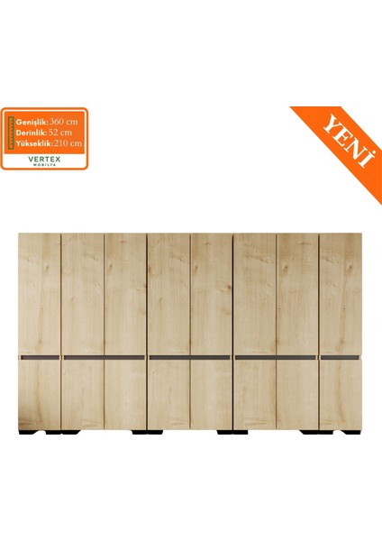 Floransa 16 Kapılı FLR16-IA3 Safir- Antrasit Gardırop-Çok Amaçlı Dolap-Yüklük