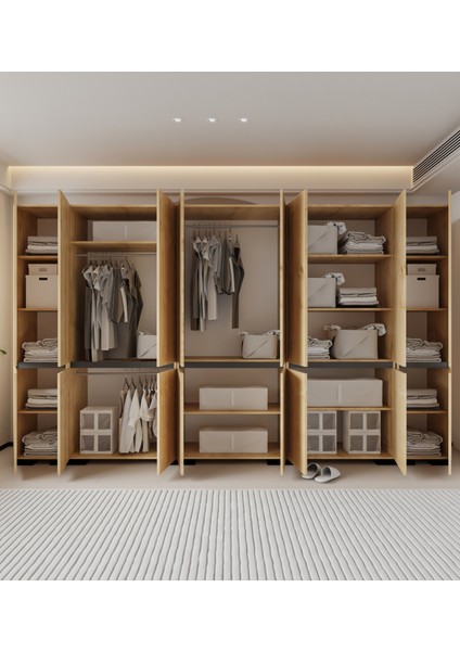 Floransa 16 Kapılı FLR16-IA3 Safir- Antrasit Gardırop-Çok Amaçlı Dolap-Yüklük fırsatları