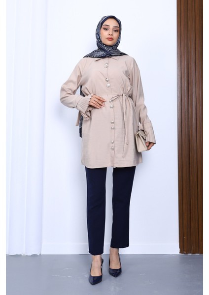 Bej Manşeti Piliseli Modal Tunik fiyatları