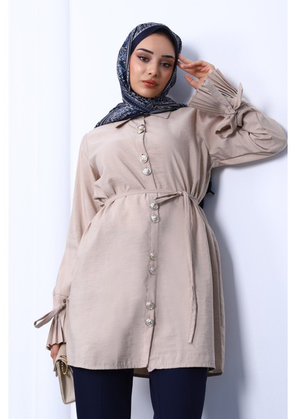 Bej Manşeti Piliseli Modal Tunik fırsatları
