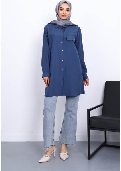 Indigo Omuzları Incili Tunik fiyatları