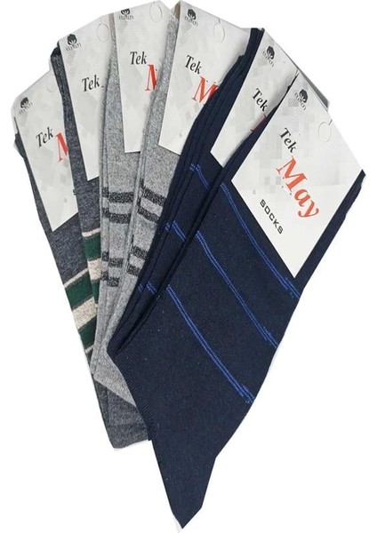 Çizgili Erkek Çorabı Tek- May Komet 6 Lı