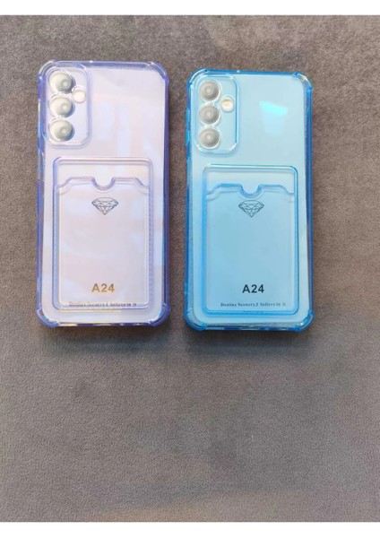Galaxy A24 Uyumlu Köşeleri Çıkıntılı Kartlıklı Şeffaf Kılıf modelleri