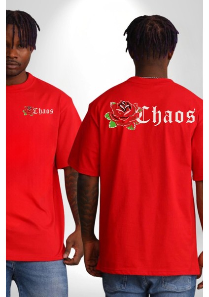 Kırmızı Gül Kaos Cep Sırt Baskılı Pamuklu Penye Kadın Erkek Kırmızı Tişört fırsatları
