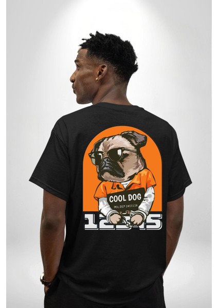 Cool Köpek Hapishane Güneş Gözlük Cep Sırt Baskılı Pamuklu Penye Kadın Erkek Siyah Tişört fiyatları