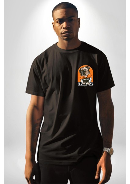 Cool Köpek Hapishane Güneş Gözlük Cep Sırt Baskılı Pamuklu Penye Kadın Erkek Siyah Tişört modelleri