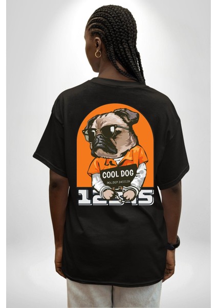 Cool Köpek Hapishane Güneş Gözlük Cep Sırt Baskılı Pamuklu Penye Kadın Erkek Siyah Tişört indirimleri