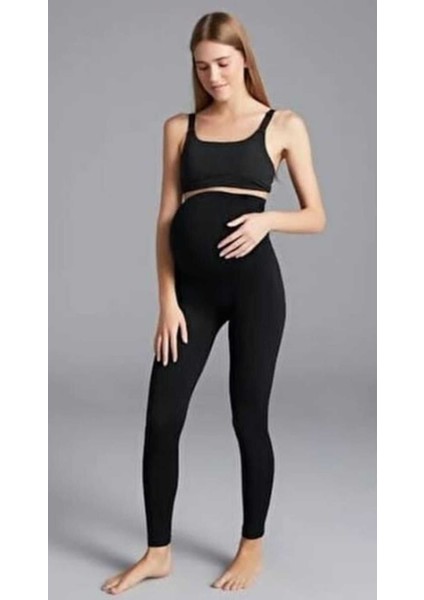 Toparlayıcı Esnek Bel Penye Hamile Tayt