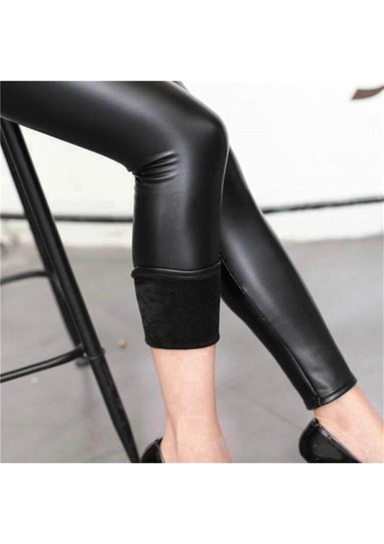 Içi Peluşlu Siyah Deri Tayt Yüksek Bel Korsajlı fiyatları