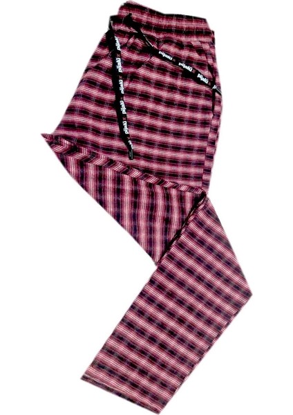 Pijalüx Erkek Kareli Poplin Cepli Alt Pijama