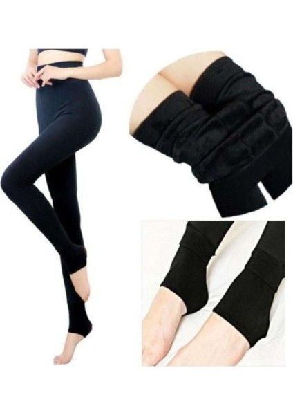 Kadın Siyah Peluş Tayt