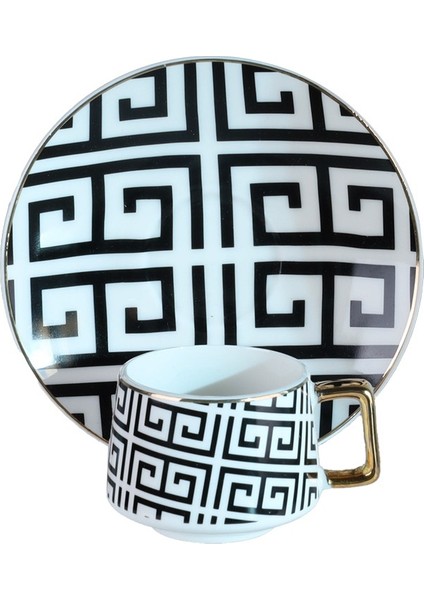 Türk Kahve Fincanı Dekoratif Desenli 6 Kişilik 12 Parça modelleri