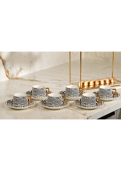 Türk Kahve Fincanı Dekoratif Desenli 6 Kişilik 12 Parça fırsatları