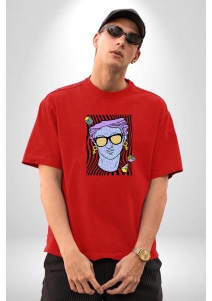 Sadece Piskoloji Grafik Baskılı Pamuklu Penye Kadın Erkek Kırmızı Tişört fiyatları