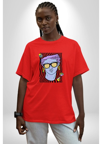 Sadece Piskoloji Grafik Baskılı Pamuklu Penye Kadın Erkek Kırmızı Tişört fırsatları