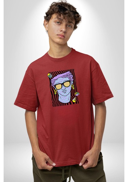 Sadece Piskoloji Grafik Baskılı Pamuklu Penye Kadın Erkek Kırmızı Tişört indirimleri