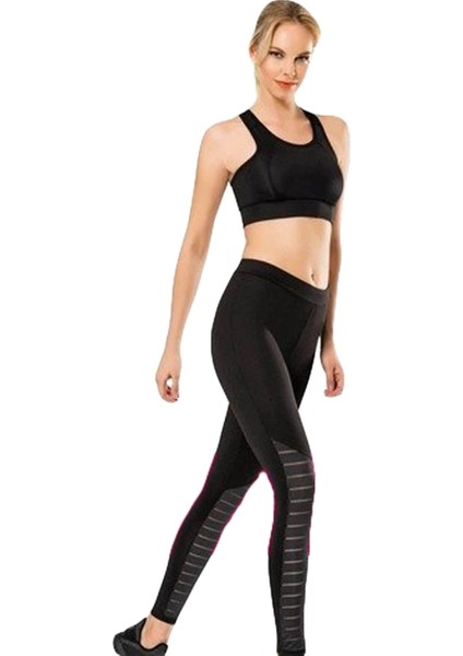 4077 Kadın Transparan Detaylı Spor Uzun Bayan Tayt Kadın Tayt