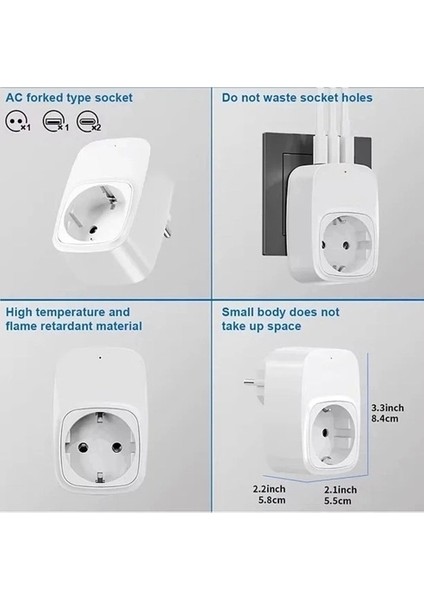 Tekli Yüksek Voltaj Korumalı Duvar Prizi 2x Type-C 1x USB Çıkışlı Priz Grup Priz Çoğaltıcı Beyaz modelleri