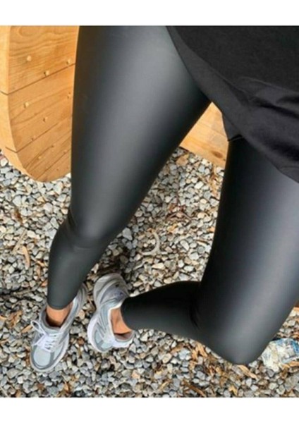 Iç Şardonlu Bir Beden Ince Gösteren Yüksek Bel Mat Deri Tayt modelleri