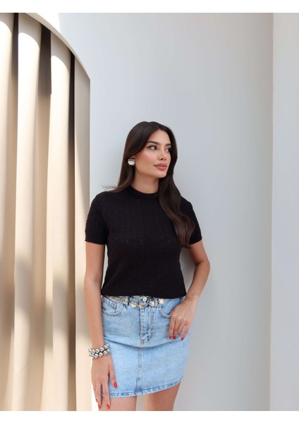 Kısa Kollu Dantel Kazak modelleri