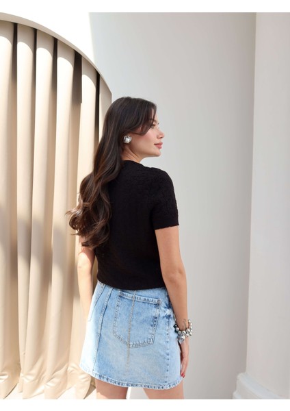 Kısa Kollu Dantel Kazak fırsatları