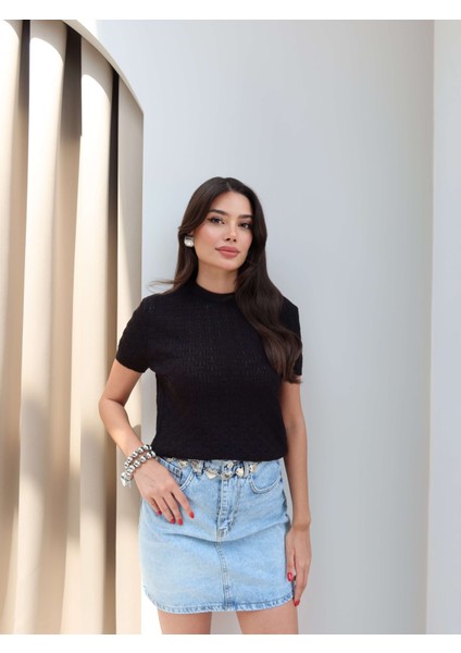 Kısa Kollu Dantel Kazak indirimleri