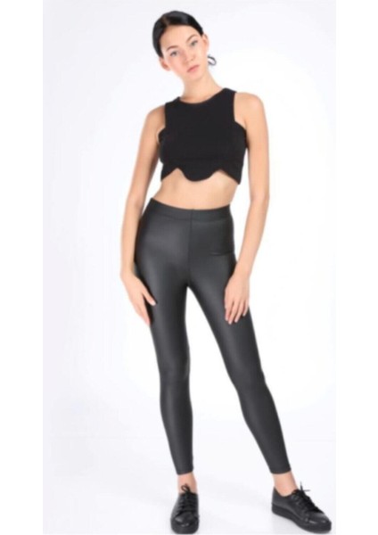 Kadın Siyah Ince Kemer Mat Deri Şardonlu Tayt fiyatları