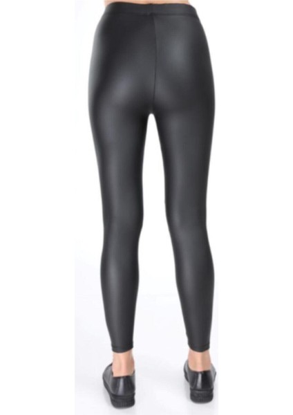 Kadın Siyah Ince Kemer Mat Deri Şardonlu Tayt indirimleri